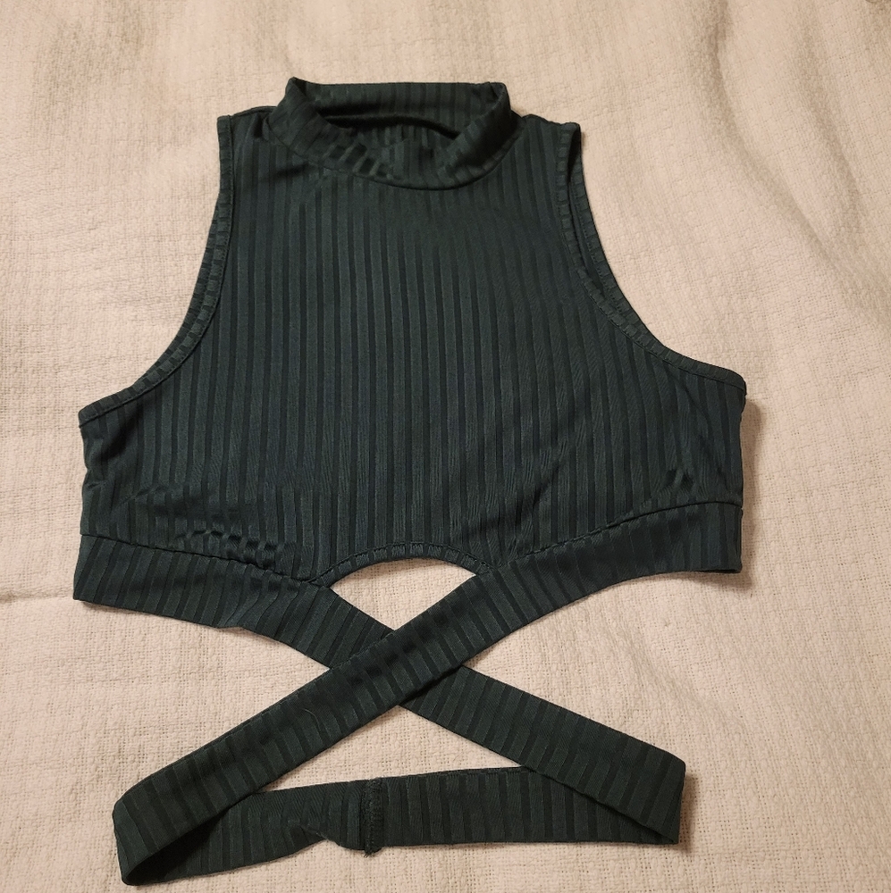 HALTER TOP GREEN STRAPPY TANK TOP